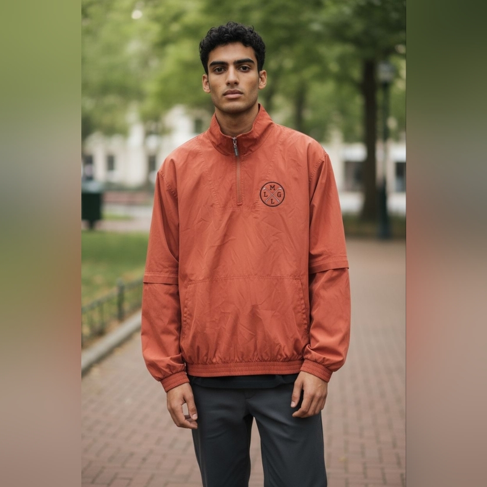 Weatherproof Mens XL Red Orange Pullover 2 way Repellent Golf Athletic Zip